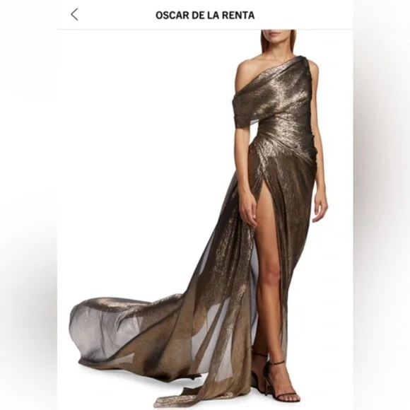 Oscar De La Renta Gold Dress Size 6 NWT Brand New